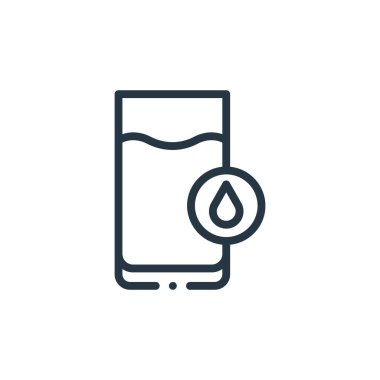 Beslenme konseptinden maden suyu ikonu vektörü. Mineral suyla düzenlenebilir felcin ince bir çizgisi. Web ve mobil uygulamalar, logo ve yazdırma ortamlarında kullanmak için maden suyu doğrusal işareti.