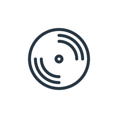 İletişim ve medya konseptinden disk simgesi vektörü. Disk yenilebilir felcin ince bir çizgisi. Web ve mobil uygulamalarda kullanmak için disk doğrusal işareti, logo, yazdırma ortamı.