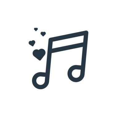 Sevgililer Günü konseptinden bir aşk şarkısı ikonu vektörü. Düzenlenebilir aşk şarkısı vuruşunun ince bir çizgisi. Web ve mobil uygulamalarda kullanmak için aşk şarkısı doğrusal işareti, logo, yazdırma ortamı.