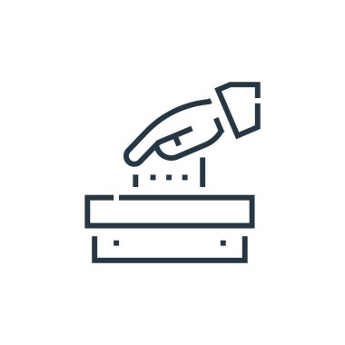 Seçim konseptinden oy ikonu vektörü. Düzenlenebilir vuruşların ince bir çizgisi. Web ve mobil uygulamalarda kullanım için doğrusal işaret, logo, yazdırma ortamı.