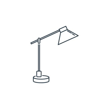 Ev konseptinden masa lambası ikonu vektörü. Düzenlenebilir masa lambası felcinin ince bir çizgisi. Web ve mobil uygulamalarda kullanmak için masa lambası doğrusal işareti, logo, yazdırma ortamı.
