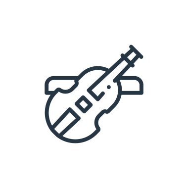 Müzik konseptinden keman ikonu vektörü. Düzenlenebilir keman vuruşunun ince bir çizgisi. Web ve mobil uygulamalarda kullanmak için keman doğrusal işareti, logo, yazdırma ortamı.