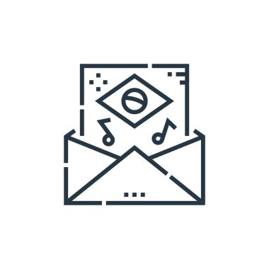 Brezilya karnaval konseptinden e-posta ikonu vektörü. İnce çizgili e-posta düzenlenebilir felç çizgisi. Web ve mobil uygulamalarda kullanmak için e- posta doğrusal işareti, logo, yazdırma ortamı.