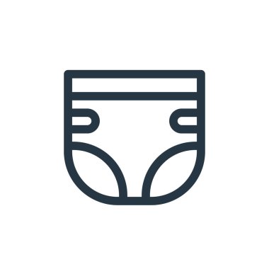 Bebek partisi konseptinden bebek bezi ikonu vektörü. Düzenlenebilir bebek bezi felcinin ince bir çizgisi. Web ve mobil uygulamalarda kullanmak için bez doğrusal işareti, logo, yazdırma ortamı.