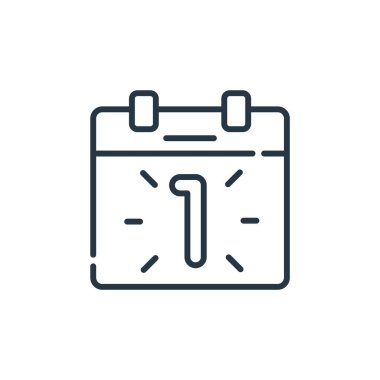 Olay konseptinden yeni yıl ikonu vektörü. Düzenlenebilir yeni yıl vuruşunun ince çizgisi. Web ve mobil uygulamalarda kullanmak için yeni yıl doğrusal işareti, logo, yazdırma ortamı.