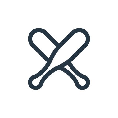 Spor konseptinden beyzbol sopası ikonu vektörü. Beyzbol sopasının düzenlenebilir vuruşunun ince çizgisi. Web ve mobil uygulamalarda kullanmak için beysbol sopası doğrusal işareti, logo, yazdırma ortamı.