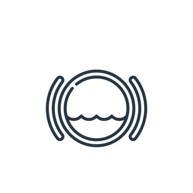 Araba motoru konseptinden fren ikonu vektörü. Düzenlenebilir fren vuruşunun ince çizgisi. Web ve mobil uygulamalarda kullanmak için fren doğrusal işareti, logo, yazdırma ortamı.