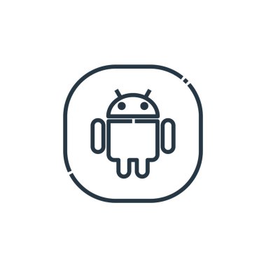 Sosyal medya logoları konseptinden android ikon vektörü. Düzenlenebilir android felcinin ince bir çizgisi. Web ve mobil uygulamalarda kullanmak için android doğrusal işareti, logo, yazdırma ortamı.