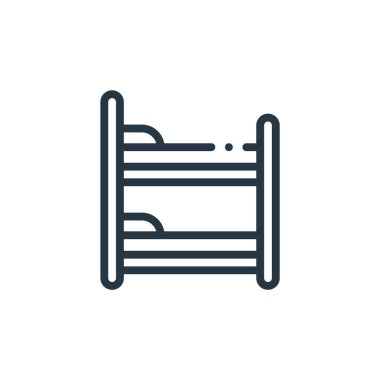 Mobilya konseptinden ranza yatak ikonu vektörü. Yatakta düzenlenebilir inmenin ince bir çizgisi. ranza yatak doğrusal işareti web ve mobil uygulamalarda, logoda, yazdırma ortamında.