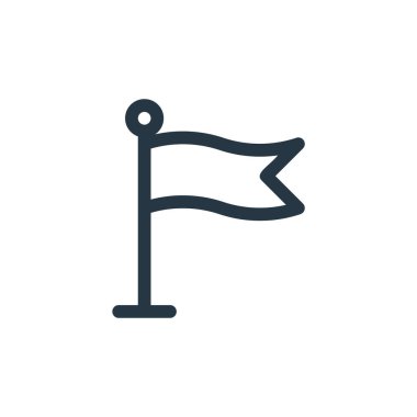 Video oyunu elemanları kavramından bayrak simgesi vektörü. Düzenlenebilir bayrak vuruşunun ince çizgisi. Web ve mobil uygulamalarda kullanım için bayrak doğrusal işareti, logo, yazdırma ortamı.