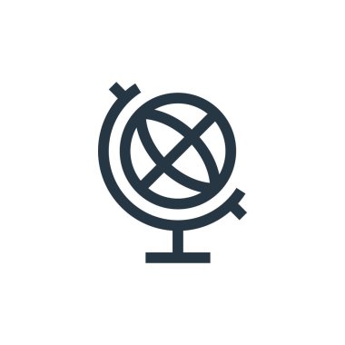 Eğitim kavramından coğrafya ikonu vektörü. Düzenlenebilir coğrafya vuruşunun ince çizgisi. Web ve mobil uygulamalarda kullanmak için coğrafya doğrusal işareti, logo, yazdırma ortamı.