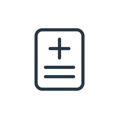 Tıp konseptinden tıbbi rapor ikonu vektörü. Düzenlenebilir felç raporunun ince çizgisi. Web ve mobil uygulamalar, logo ve yazdırma ortamlarında kullanmak için tıbbi rapor doğrusal işareti.