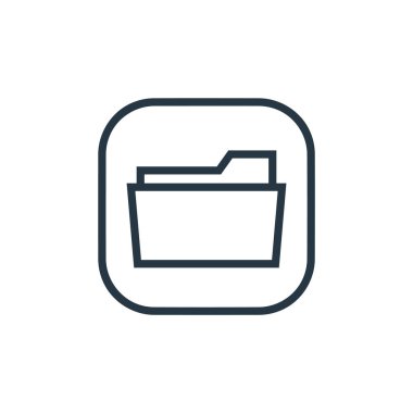 Dosya ve dizin konseptinden dizin ikonu vektörünü aç. Düzenlenebilir açık klasör vuruşunun ince çizgisi. Web ve mobil uygulamalar, logo ve yazdırma ortamlarında kullanmak için dizin doğrusal işaretini aç.