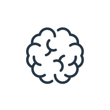 Bilim konseptindeki beyin ikonu vektörü. Düzenlenebilir beyin felcinin ince çizgisi. Web ve mobil uygulamalarda kullanmak için beyin doğrusal işareti, logo, yazdırma ortamı.