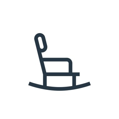 Hemşirelik konseptinden sallanan sandalye ikonu vektörü. Sallanan sandalyenin düzenlenebilir vuruşunun ince çizgisi. Web ve mobil uygulamalarda kullanmak için sallanan sandalye doğrusal işareti, logo, yazdırma ortamı.