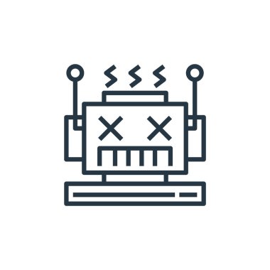 Yapay zeka kavramındaki hata ikonu vektörü. İnce çizgili düzenlenebilir hata çizgisi çizimi. Web ve mobil uygulamalarda kullanmak için hata doğrusal işareti, logo, yazdırma ortamı.