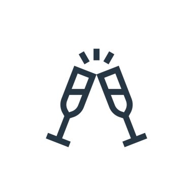 Kutlama konseptinden tost ikonu vektörü. Düzenlenebilir tost vuruşunun ince bir çizgisi. Web ve mobil uygulamalarda kullanmak için tost doğrusal işareti, logo, yazdırma ortamı.