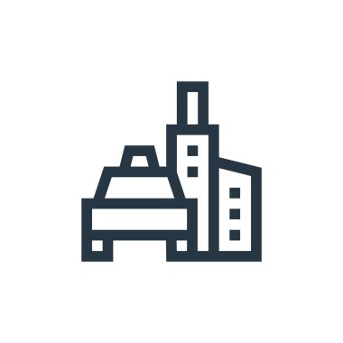 Taksi servisi konseptinden taksi ikonu vektörü. İnce çizgili, düzenlenebilir felç çizgisi. Web ve mobil uygulamalarda kullanım için taksi doğrusal işareti, logo, yazdırma ortamı.