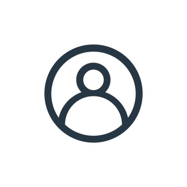 Arayüz kavramından profil simgesi vektörü. İnce çizgili düzenlenebilir felç çizgisi. Web ve mobil uygulamalarda kullanmak için profil doğrusal işareti, logo, yazdırma ortamı.