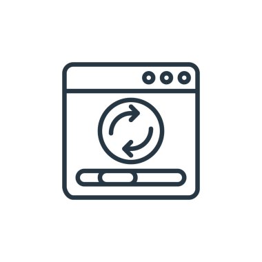 Sosyal medya konseptinden ikon vektörünü tazele. Yenilenebilir felcin ince bir çizgisi. Web ve mobil uygulamalarda kullanmak için doğrusal işareti tazele, logo, yazdırma ortamı.