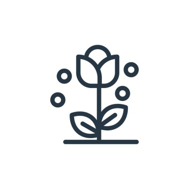 Bahar konseptinden gül ikonu vektörü. İnce çizgili gül deformasyonu. Web ve mobil uygulamalarda kullanmak için gül doğrusal işareti, logo, yazdırma ortamı.