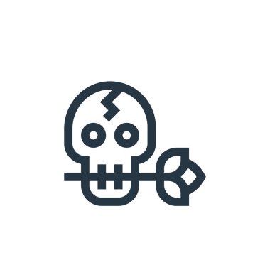 Müzik festivali konseptinden kafatası ikonu vektörü. İnce çizgili, düzenlenebilir beyin felci çizgisi. Web ve mobil uygulamalarda kullanmak için kafatası doğrusal işareti, logo, yazdırma ortamı.