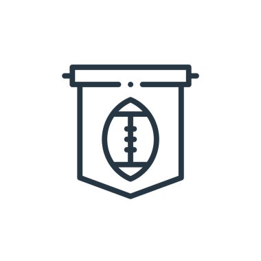 Amerikan futbolu konseptindeki bayrak ikonu vektörü. Düzenlenebilir bayrak vuruşunun ince çizgisi. Web ve mobil uygulamalarda kullanım için bayrak doğrusal işareti, logo, yazdırma ortamı.