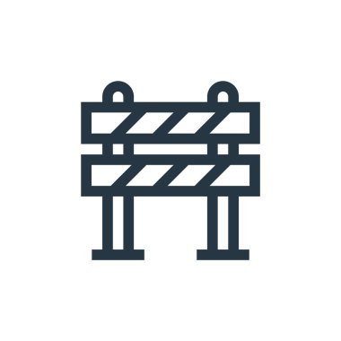 Web bakım konseptinden bariyer ikonu vektörü. Düzenlenebilir bariyer vuruşunun ince çizgisi. Web ve mobil uygulamalarda kullanmak için bariyer doğrusal işareti, logo, yazdırma ortamı.