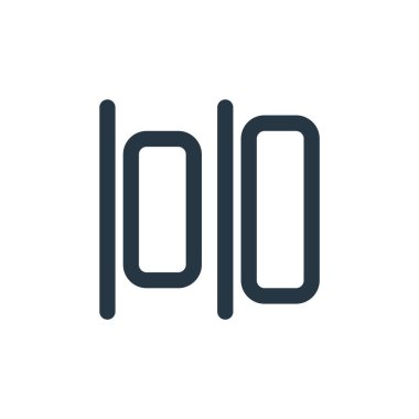 Metin düzenleyici kavramından yatay hizalama simgesi vektörü. Yatay hizalama düzenlenebilir vuruşun ince çizgisi. Web ve mobil uygulamalarda kullanmak için yatay hizalama doğrusal işareti, logo, yazdırma