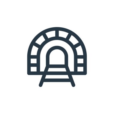 Toplu taşıma konseptinden tünel ikonu vektörü. Tünel düzenlenebilir vuruşunun ince çizgisi. İnternet ve mobil uygulamalarda kullanmak için tünel doğrusal işareti, logo, yazdırma ortamı.