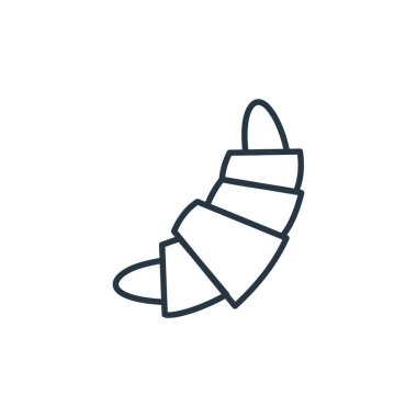 Pastane konseptinden kruvasan ikonu vektörü. Kurgulanabilir kruvasan felcinin ince bir çizgisi. İnternet ve mobil uygulamalarda kullanmak için kruvasan doğrusal işareti, logo, yazdırma ortamı.