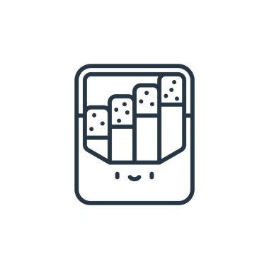 Parti ve kutlama konseptinden sigara ikonu vektörü. İnce çizgili düzenlenebilir felç çizgisi. İnternet ve mobil uygulamalarda kullanmak için sigara doğrusal işareti, logo, yazdırma ortamı.