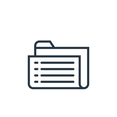 İş pazarlama konseptindeki dizin simgesi vektörü. Düzenlenebilir klasör vuruşunun ince çizgisi. Web ve mobil uygulamalarda kullanmak için dizin doğrusal işareti, logo, yazdırma ortamı.