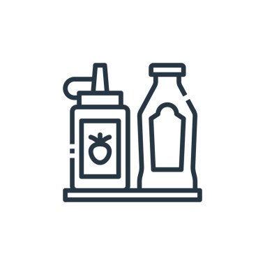 Yemek pişirme konseptinden ketçap ikonu vektörü. Ketçap düzenlenebilir felcin ince bir çizgisi. Web ve mobil uygulamalar, logo ve yazdırma ortamlarında kullanmak için ketçap doğrusal işareti.