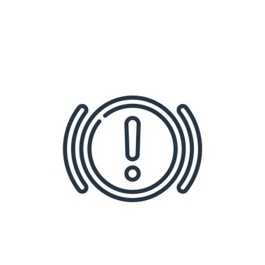 Araba motoru konseptinden el freni ikonu vektörü. Düzenlenebilir el freni vuruşunun ince çizgisi. Web ve mobil uygulamalarda kullanmak için el freni doğrusal işareti, logo, yazdırma ortamı.