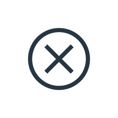 Temel ui kavramının çapraz ikon vektörü. Düzenlenebilir vuruşun ince çizgisi. Web ve mobil uygulamalarda kullanmak için çapraz doğrusal işaret, logo, yazdırma ortamı.