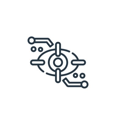 Siber güvenlik kavramının retina ikon vektörü. Düzenlenebilir retina felcinin ince çizgisi. Web ve mobil uygulamalarda kullanmak için retina doğrusal işareti, logo, yazdırma ortamı.