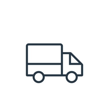 Ekommerce ve alışveriş konseptinden kamyon ikonu vektörü. Düzenlenebilir kamyon felcinin ince bir çizgisi. Web ve mobil uygulamalarda kullanmak için kamyon doğrusal işareti, logo, yazdırma ortamı.