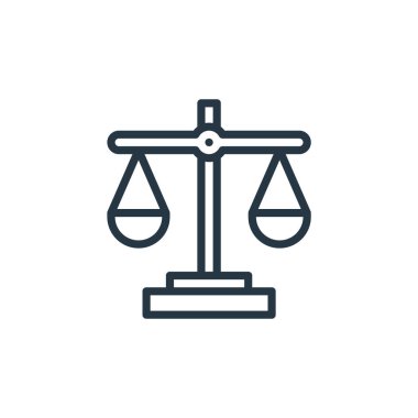Suç kavramından adalet ikonu vektörü. Adaletin düzeltilebilir vuruşunun ince bir çizgisi. Web ve mobil uygulamalarda kullanım için adalet doğrusal işareti, logo, yazdırma medyası.