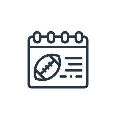 Amerikan futbolu konseptinden Amerikan futbolu ikonu vektörü. Amerikan futbolunun düzenlenebilir vuruşunun ince bir çizgisi. İnternet ve mobil uygulamalarda, logoda, yazıcıda kullanım için Amerikan futbolu lineer işareti 