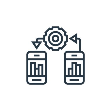 Dijital pazarlama kavramının çapraz platform ikon vektörü. Düzenlenebilir çapraz vuruşun ince çizgisi. Web ve mobil uygulamalarda kullanmak için kros platform doğrusal işareti, logo, yazdırma ortamı.