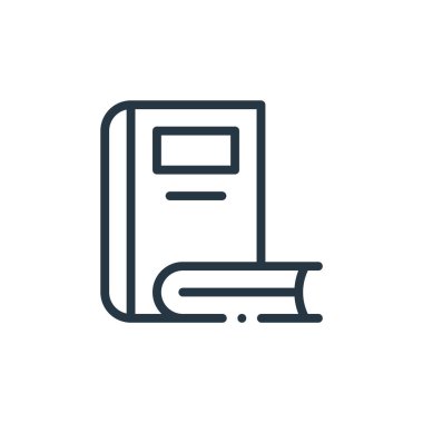 Kitap konseptinden ikon vektörü. Düzenlenebilir kitap vuruşunun ince çizgisi. Web ve mobil uygulamalarda kullanmak için kitap doğrusal işareti, logo, yazdırma ortamı.