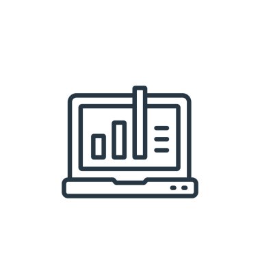 Seo ve web sitesi konseptinden grafik ikonu vektörü. Grafik düzenlenebilir vuruşun ince çizgisi. Web ve mobil uygulamalarda kullanmak için grafik doğrusal işareti, logo, yazdırma ortamı.