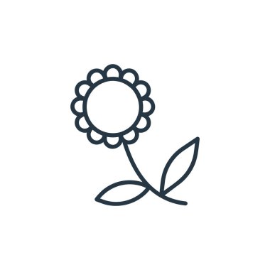 Bahar konseptinden bir çiçek ikonu vektörü. Çiçek düzenlenebilir felcin ince bir çizgisi. Web ve mobil uygulamalarda kullanım için çiçek doğrusal işareti, logo, yazdırma ortamı.