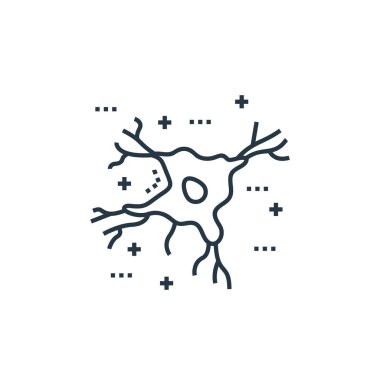 Hücrelerin organları ve tıbbi kenevir konseptinden nöron ikonu vektörü. Nöron düzenlenebilir felcin ince çizgisi. Web ve mobil uygulamalarda kullanmak için nöron doğrusal işareti, logo, yazdırma ortamı.