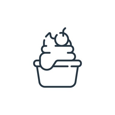 Bahar konseptinden kek ikonu vektörü. Kurgulanabilir kek felcinin ince bir çizgisi. cupcake lineer işareti web ve mobil uygulamalarda, logoda, yazdırma ortamında.