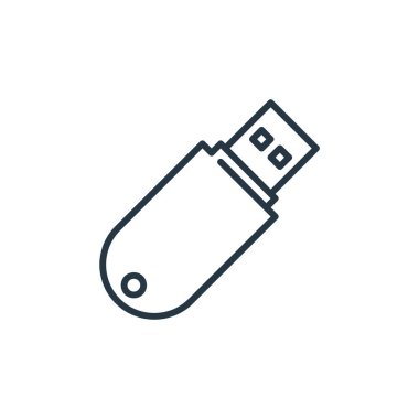 Siber güvenlik konseptinden Pendrive ikon vektörü. Düzenlenebilir felcin ince bir çizgisi. Web ve mobil uygulamalarda kullanmak için pendrive doğrusal işareti, logo, yazdırma ortamı.