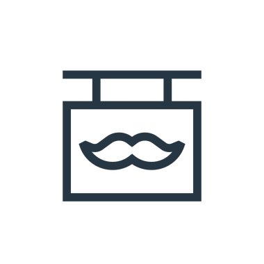 Berber tabelası, kuaförlük ve berber dükkanı konseptinden ikon vektörü. Berber imzasının ince çizgisi düzenlenebilir felç. Web ve mobil uygulamalar, logo ve yazdırma ortamlarında kullanmak için berber imza doğrusal işareti.