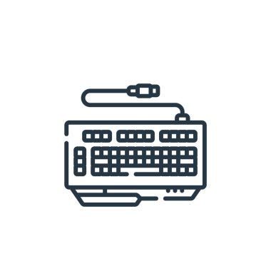 Esports konseptinden klavye simgesi vektörü. Düzenlenebilir vuruşun ince çizgisi. Web ve mobil uygulamalarda kullanmak için klavye doğrusal işareti, logo, yazdırma ortamı.