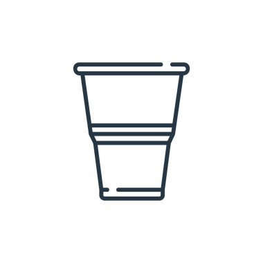 Parti ve kutlama konseptinden plastik cam ikon vektörü. Plastik cam düzenlenebilir felcin ince bir çizgisi. Web ve mobil uygulamalarda kullanmak için plastik cam doğrusal işaret, logo, yazdırma ortamı.